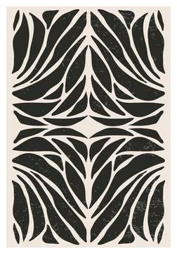 Minimalist poster with abstract art leaf composition Stock Illustration