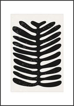 Minimalist poster with abstract leaf composition, contemporary collage style Stock Illustration