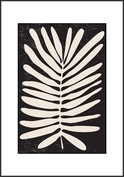 Minimalist poster with abstract leaf composition, contemporary collage style Illustrazione stock