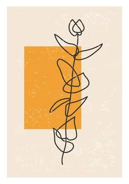 Minimalist poster with abstract leaf composition, contemporary collage style Illustrazione stock