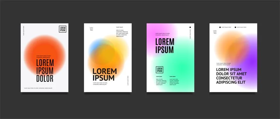 Minimalist Posters Set with Gradient Shape Patterns. Vector Illustrazione stock