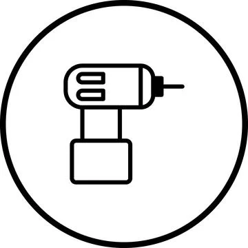 Minimalist power drill icon design, construction equipment illustration for.. Stock Illustration