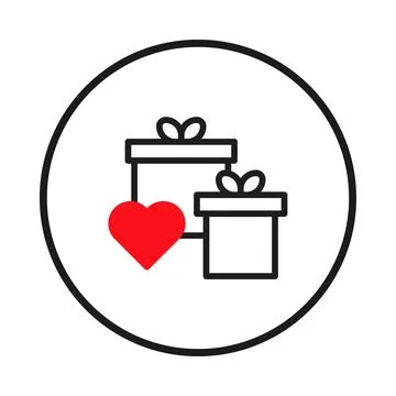 Minimalist present graphic featuring stacked gifts and heart, perfect for d.. Illustrazione stock