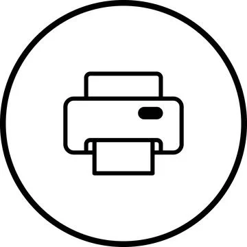 Minimalist printer icon inside a circle representing modern technology and .. 스톡 일러스트