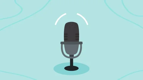 Minimalist professional studio microphone animation on abstract light blue .. Stock Footage 333718211