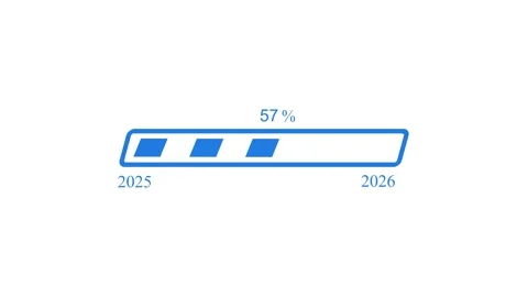 Minimalist Progress Bar Completion from 2025 to 2026, Modern Loading Bar An.. Stock Footage 309965728