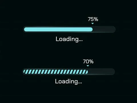 Minimalist Progress Bar UI Showing Task Completion Percentage on Black Back.. 스톡 일러스트