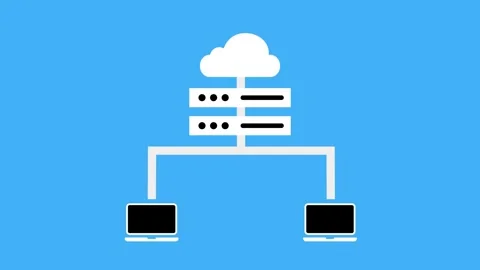 Minimalist proxy server icon with connected computers animation Stock Footage 328364544