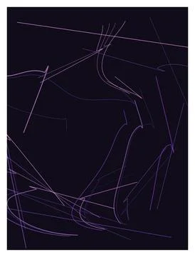 Minimalist purple abstract lines composition on dark background for poster. Stockillustratie