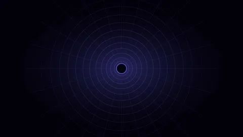 Minimalist purple concentric circular grid pattern on a dark background Stockbeeldmateriaal 338310266