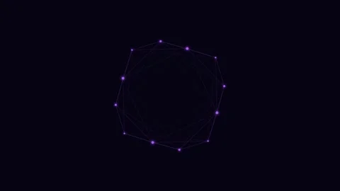 Minimalist purple glowing nodes connected in a circular network pattern Stock Footage 338309962