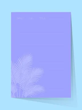 Minimalist Purple Lined Notepad Template with Tropical Palm Leaves Silhouett Stock Illustration