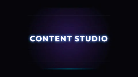 Minimalist purple text 'CONTENT STUDIO' on solid black screen background Stock Footage 337576752