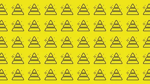 Minimalist Pyramid Icon Pattern on Vibrant Yellow Background Stock Footage 344909226