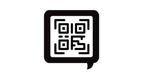 Minimalist QR Code Speech Bubble Icon Animation on White Background. Stock Footage 341401357