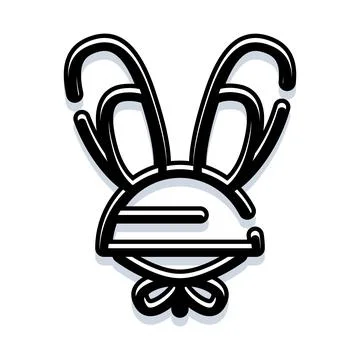 Minimalist rabbit head logo with bow tie design Stock Illustration