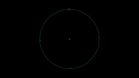 Minimalist Radar Compass Heading Dial with cardinal ticks and navigation arrow Stock Footage 345704431
