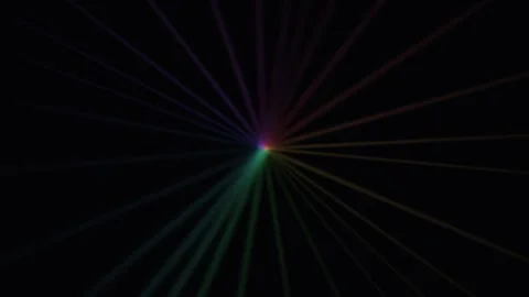 Minimalist rainbow light rays radiating from a single point in the dark Video stock 335117653