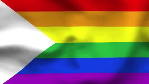 Minimalist Rainbow Pride Flag with White Chevron Stock Footage 336182739
