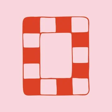 Minimalist rectangular frame with large red and pink checkered pattern in hand Stock Illustration
