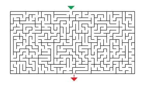 Minimalist Rectangular Maze Puzzle Vector Stock Illustration