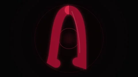 Minimalist Red Abstract Arch Curve Design Element on Black Background Stock Footage 344639921