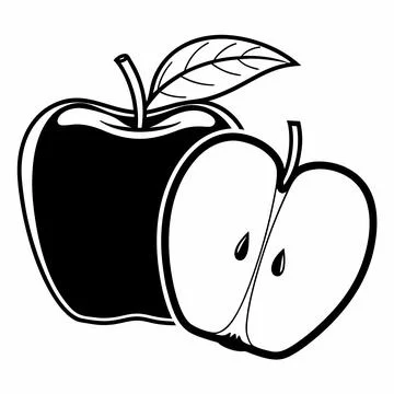 Minimalist Red Apple Fruit Flat Vector Design Stock Illustration