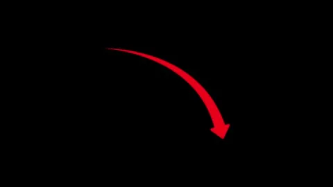 Minimalist red arrow pointing down animation - business financial loss. 4k Video stock 340841776