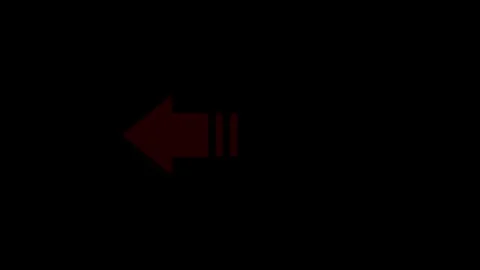 Minimalist red arrow pointing left on black background with flickering moti.. Stock Footage 340001083