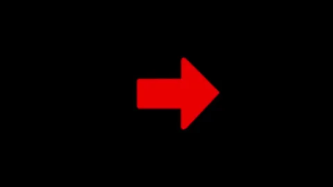 Minimalist red arrow pointing right animated on black background, for ui po.. Video stock 334606809