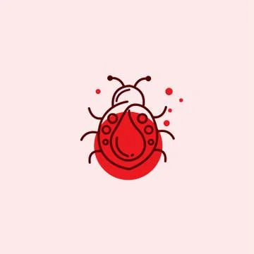 Minimalist red bug logo design template Иллюстрация