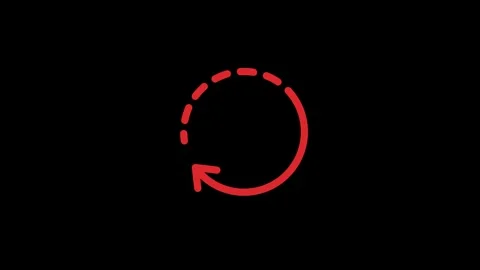 Minimalist red circular arrow marker icon for a loading or refresh process Stock Footage 341904409