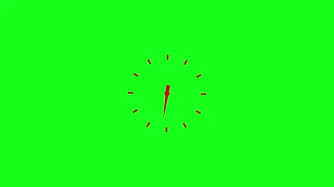 Minimalist red clock with second hand ticking on vibrant green screen backg.. Stock Footage 345547933