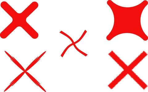 Minimalist red cross icon vector set with geometric thin line and filled style Stock Illustration