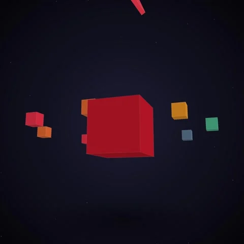Minimalist Red Cube on Dark Background: Abstract Geometric Shape Concept Stock Footage 344776603