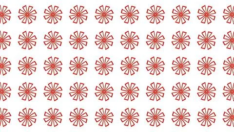 Minimalist Red Geometric Flower Pattern on White Background, Abstract Seaml.. Stock Illustration