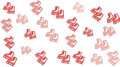 Minimalist red ice skate pattern on white background for winter sports and .. Ilustración de archivo