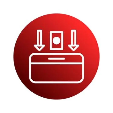 A Minimalist Red Icon Depicting Data Input or Deposit Processes with Simple.. 스톡 일러스트