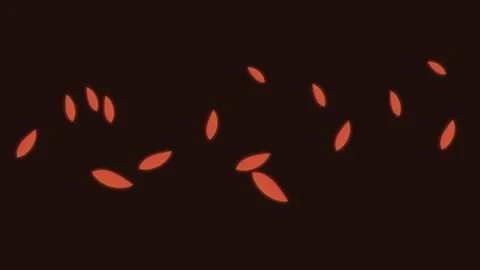 Minimalist red leaf patterns floating against a deep dark black background Stockbeeldmateriaal 338310566