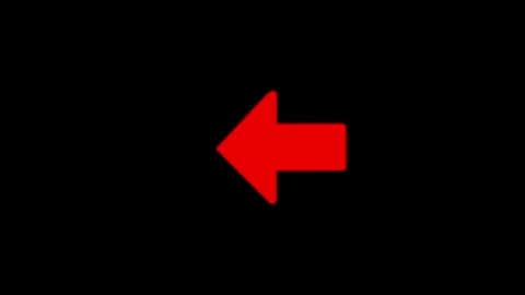 Minimalist red left arrow animation on black background, for user interface.. Vidéo 334606812
