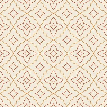 Minimalist red line geometric elements seamless pattern. Abstract modern boho Illustrazione stock