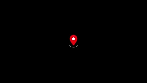 Minimalist red location pin animation with glowing white circle on dark screen Stock Footage 339093760