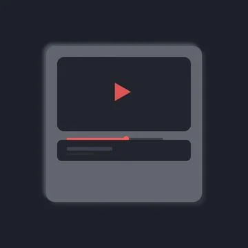 Minimalist red play button on dark media player interface Stock Illustration