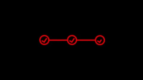 Minimalist red progress bar animation with three checkmarks for ui/ux and t.. Видео 334455968
