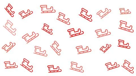 Minimalist Red Sleigh Icon Pattern Background for Christmas and Winter Holi.. Stock Illustration