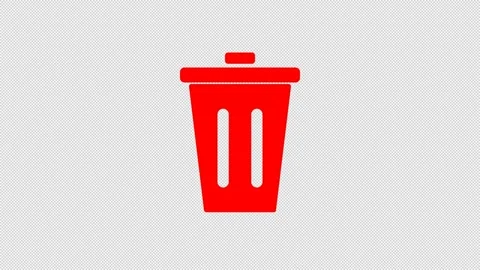 Minimalist Red Trash Can Icon Animation with Alpha Channel Stock Footage 343352014