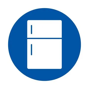 Minimalist Refrigerator Icon Inside a Blue Circle for Kitchen Themes Stock Illustration