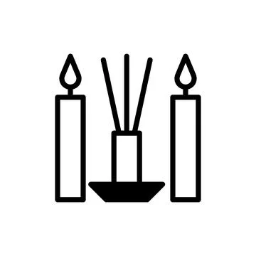 Minimalist relaxation setup featuring scented sticks between elegant taper .. Stockillustratie