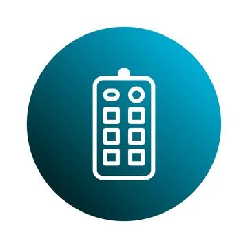 Minimalist remote control icon design set against a vibrant blue gradient c.. Illustrazione stock