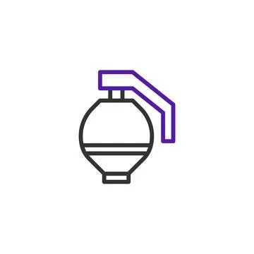 Minimalist rendering of an explosive grenade, symbolizing danger, conflict,.. Stock Illustration